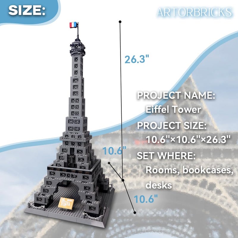 ArtorBricks Eiffel Tower Architecture Model Kit - 976-Piece Premium Building Set for Collectors, Detailed Display & Thoughtful Gift Idea - Image 2
